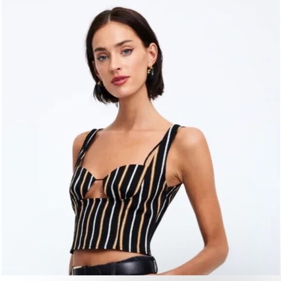 NWT LIONESS Odette Onyx Stripe Top Sz XS - Picture 12 of 15